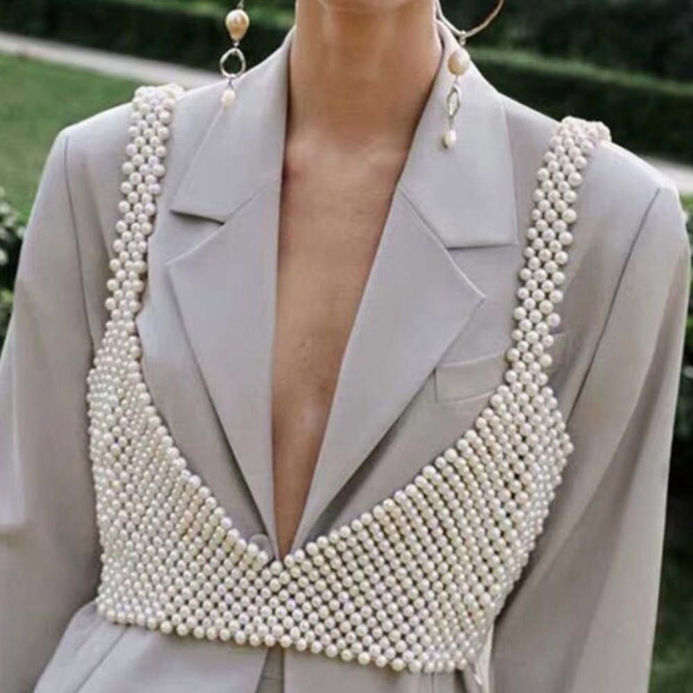 Etsy Vintage Style Luxury Pearl Crop top/Vest